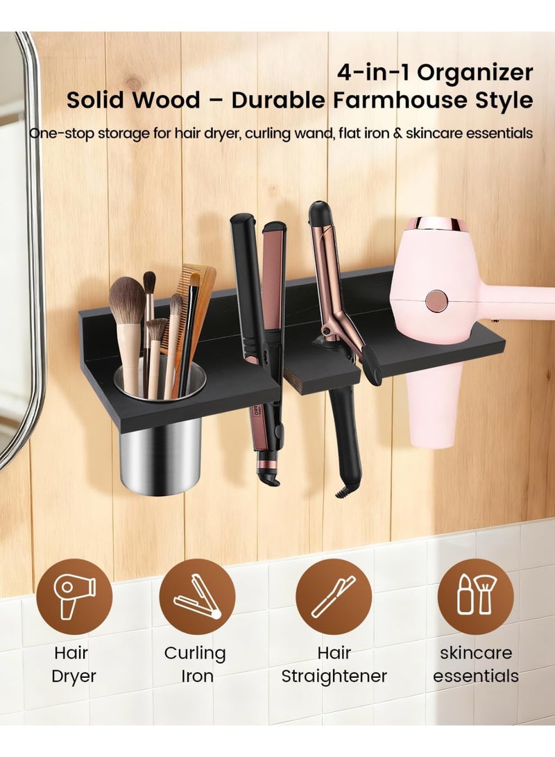 YelaJoy Hair Dryer Holder Self Adhesive Hair Tool Organizer Blow Dryer Holder Wall Mount Hair Care Tools Organizer Bathroom Space Saver (Black) - Image 5